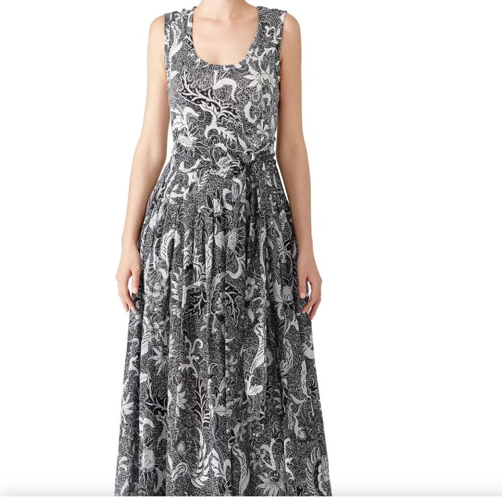 Diane Von Furstenberg Black & White Floral-Print Sleeveless Maxi Dress
